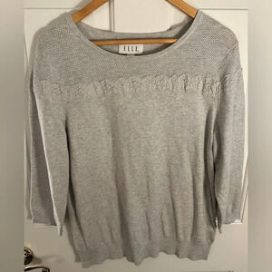 Elle Size Extra Large Light Gray Lace Detail Sweater